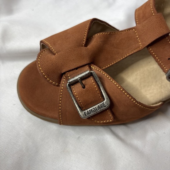 Vtg Famolare Womens 7M Leather Tan Buckle Sandals Italy - Picture 7 of 8